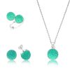 Gümüş Yeşil Kristal Taşlı Bayan Set